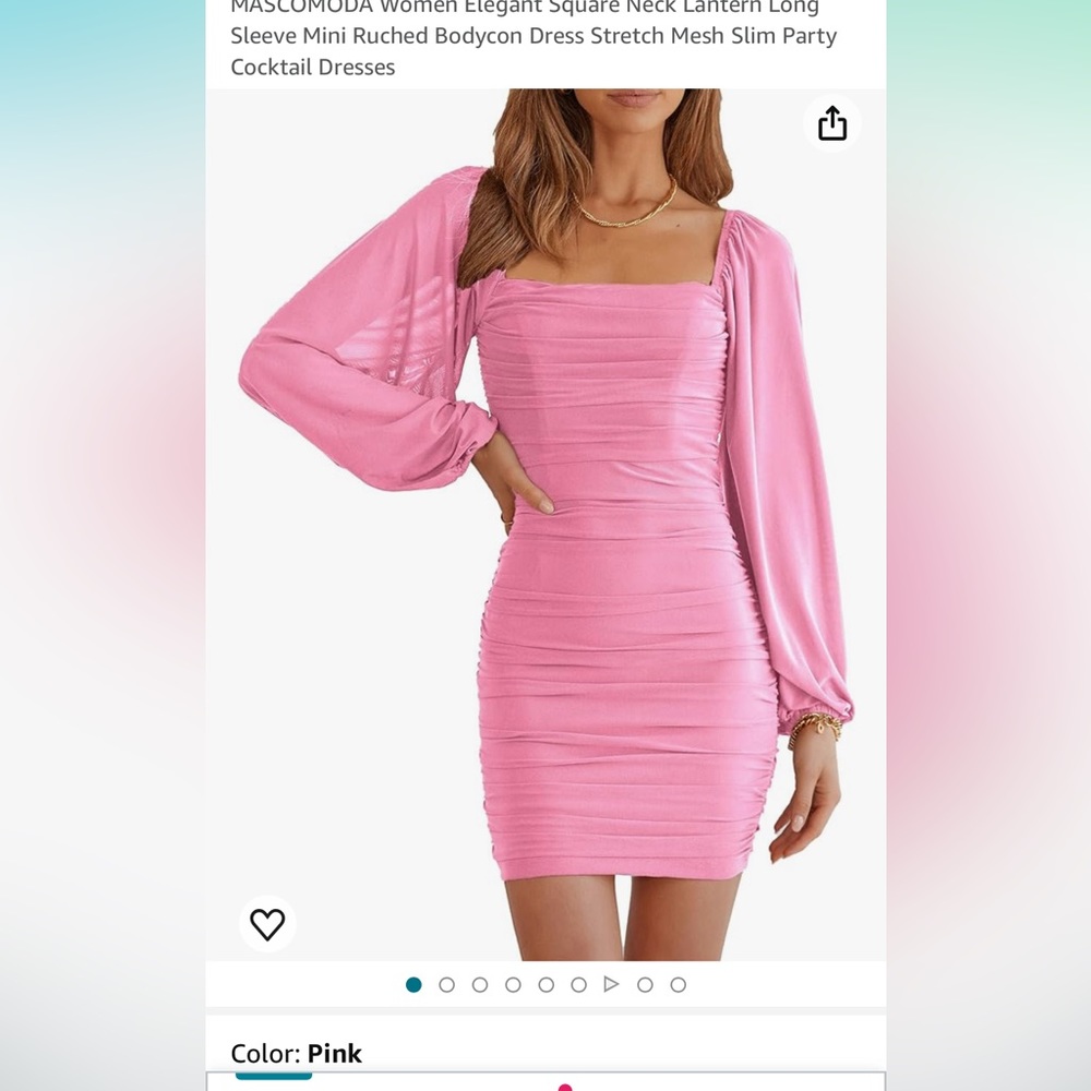 MASCOMODA Women’s Square Neck Mini Ruched Bodycon Dress, Size L